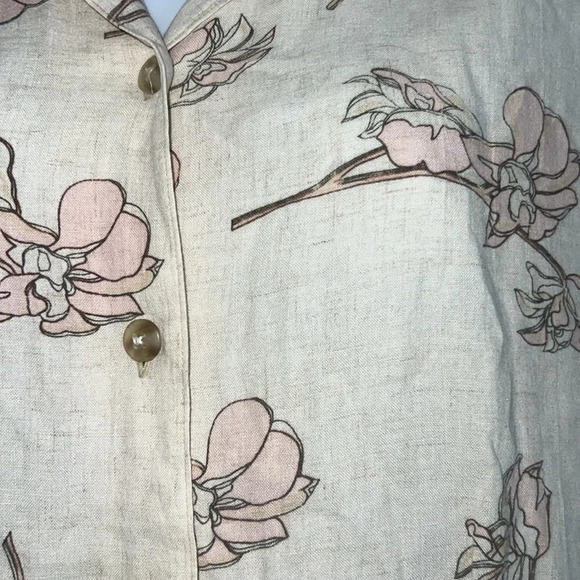 Ruff Hewn True American Wear Linen Blend Size Small Floral SS Button Up - Picture 2 of 4
